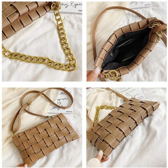 🔥 Weave Design Small PU Leather Clutch Crossbody Bags For Women Luxury - Picture 4 of 4